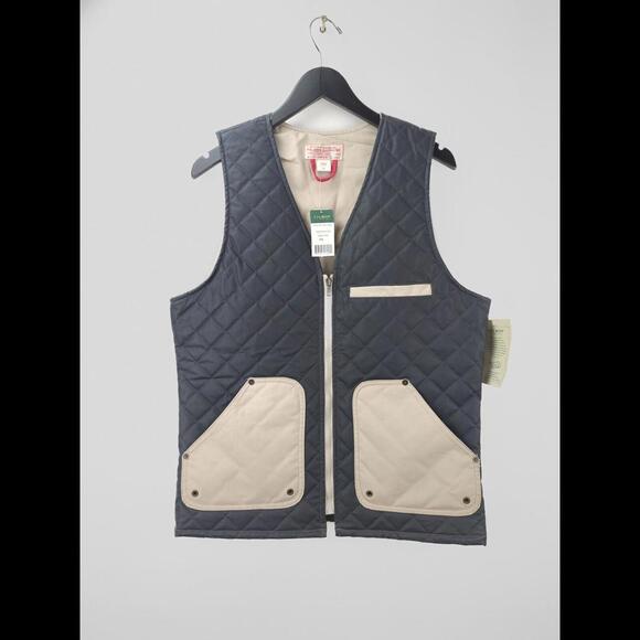 RARE NWT FILSON Men's Sz M Quilted Vest Navy Tan Style 10427 Tin Cloth Cotton - Picture 1 of 6